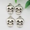 Heiß ! 250 Stück 17 x 10 mm Antiksilber Zinklegierung einseitiger Totenkopf-Charm-Anhänger DIY-Schmuck A-081