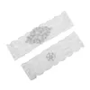 Real Picture Pearls Crystals Bridal Garters för Bride Lace Bröllop Garters Handgjorda Vit Elfenben Billiga Bröllop Ben Garters I lager