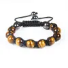 Bracelet en perles d'hématite et d'oeil de tigre pour hommes, bijoux de haute qualité, à la mode, 10mm, vente en gros, 10 pièces/lot