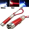 Biały Czerwony Czarny Zielony Szary 3 In1 Multifuction Mini Laser Latarka Light Wskaźnik UV LED Latarka Keychain