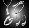 Hot Sale Plated 925 Silver Gold Drop Halsband Armband Earring Ring Fashion Party Wedding Jewelry Set