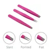 Stainless Steel 3pcs Eyebrow Tweezer Set 9.6cm Slant Tip/ Point Tip/ Flat Tip Rose Eyebrow Tweezers For Hair Removal Face Beauty ZA2360