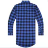 Großhandel - Heißer Verkauf Neue Erweiterte lange High Side Reißverschluss Unisex Mann Swag Hemd T-Shirt T-shirt Hip Hop Männer Streetwear Saum Plaid Blau Rot