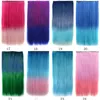 1pcs Ombre Clip Synthetic Hair Extension Long Straight Kanekalon One Piece Clip In Hair Extensions 5 Clips 24 inch 115g 6780588