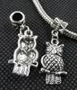 Breloques mixtes en alliage d'argent tibétain, 100 pièces, hibou, pendentif, perles pendantes, adaptées à la fabrication de bijoux européens, Bracelet