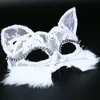 Wenecka maskarada maska ​​kobiet seksowna czarna błyszcząca fantazyjna kotka koronkowa maska ​​na Halloween Cat Lace Eye Mask HJ120