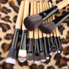 12pcsset Professional Bamboo Handle Makeup Brushes Kabuki Powder Foundation Lip Blusher Cosmetic Brushes Makeup Tools with Leopar7344930