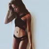 2017 zomer nieuwe zwart sexy criss cross bikini halter crop top hoge hals bikini set vrouwen badmode badpak strand badpakken