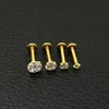 Crystal CZ gem Lip Stud Gold Labret Tragus Earrings 316L Stainless steel Zircon lip nail medical steel nails round 2mm 3mm 4mm