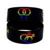 1 pc orgulho 1 polegada pulseira de silicone larga com menino e menina logotipo de gênero preto tamanho adulto preto