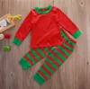 2018 Baby Christmas Pajamas Kids Nightwear Toputs Baby Boy Girl 2 قطعة ملابس قطنية صلبة ألوان مصممة للأطفال Xmas Clothing9152027