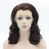 16" #33 Dark Auburn Wavy Heavy Density Heat Friendly Synthetic Hair Front Lace Wig