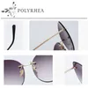Eyeglasses Rimless для женщин красочные дизайнерские безрамные солнцезащитные очки мода металлический океан пленка ретро солнцезащитные очки с коробкой и случаями