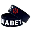 50PCS Diabetes Silicone Gummi Armband 1 tum Bred ett bra meddelande att bära i nödfall