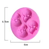 Skull Cake Mold Silicone Halloween Moulds Pink Silicone Mould for Fondant Cakes Sugar Candy Soap DIY Baking Tool 4 Cavity 122005
