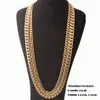 Titanio 24 carati oro massiccio elettrolitico chiusura colata diamante CUBAN LINK collana bracciale per uomo donna catene barbazzale set di gioielli