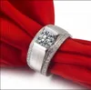 Luxus Ehering 1 Karat Kissen Cut Sona Synthetische Diamanteingriff oder Eheringe für MAN 925 Sterling Silber Versprechen Ring der NEV