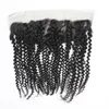 5pcs / lot Afro Kinky Curly Lace Frontal Closures Brésilien Vierge Cheveux Humains Nautral Noir 130% Remy Swiss Lace Frontaux Pour Femmes Noires