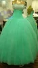 2017 Sweetheart Ball Vestido Quinceanera Vestidos com Cristais Tule Frisado Plus Size formal Prom Pageant Debutante Debutante Festa Vestido BM64