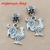 MIC 100pcs Dangle Ancient silver alloy Singlesided cute cock Charms Big Hole Beads Fit European Charm Bracelet Jewelry A105a3176238774871