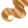 Ombre hårbuntar med stängning peruanska blonda buntar peruanska jungfruliga hårkroppsvågblonda spetsavslutningar med buntar