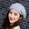 Осенью и зимняя мода Женщины Pull Cap Pearl Hat Кролик Мех Береты Грейс Дамы Личности Крышки Смешать Цвета