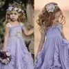 Dollcake vestidos de niña de flores moradas volantes tutú de encaje 2019 Boho boda Vintage playa pequeños vestidos de bebé para comunión