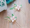 Chic Handmade Flowers Pearls Half Bridal Crowns Sets Gold Hairstyles For Bride Bohemian Hairpieces Sets H37-2