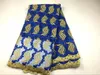 5 yards / pc Mooie koninklijke blauwe en gele borduurwerk Franse net kant stof Afrikaanse mesh kant voor jurk CF2-4