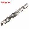 6st / set Hand Tap Drill Hex Shank HSS Skruv Spiralpunkt Tråd Metriska Plug Drill Bits M3 M4 M5 M6 M8 M10 Handverktyg