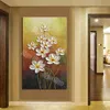 100% pintado à mão pintura a óleo sobre tela agradável flores brancas moderno e simples estilo de casa pintura de decoração da parede da arte