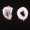 2019 HOT! 자연 마노 자유형 펜던트 화이트 Raw Geode Druzy 랜덤 사이즈 커넥터 Irreguar Shape 더블 후프 Drusy Bead Charm Jewelry