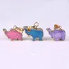 Brasilianischer Elefant Druzy Anhänger Einzigartige Natürliche Lila Rosa Blau Druzy Anhänger Glück Frieden Tier Baby Elefant Gold Umrandet Charms Großhandel