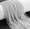 100 pz / lotto gioielli economici all'ingrosso in massa argento acciaio inossidabile perline sfera rotonda collana a catena pendente adatto sottile 1,5 mm 2,4 mm