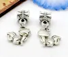 100 sztuk / partia Tybetański Silver Alloy Fox Charms Dynda Koraliki Fit Europejska Wisiorek Bransoletka Biżuteria Dysponuje DIY 25x12mm otwór 4mm