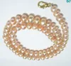 10st / mycket rosa runda sötvattenspärla mode pärlstav halsband hummerlås för smycken gåva 16inch p9