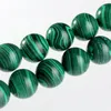 Natural Malachite Stone Pärlor Gröna runda lösa pärlor 4 6 8 10 12 14mm för smycken armband halsband som gör DIY -pärlor256o