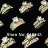 Grote promoties 20 stuks luxe sieraden zirconia 18k goud P 2 in 1 engagement bruiloft dames herenringen A9077163185
