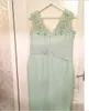 Mint Green Plus Size Mother Of The Bride Dress Knee Length Wedding Guest Gowns Two Pieces New Formal Dress