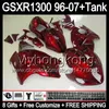 gloss red 8gift For SUZUKI Hayabusa GSXR1300 96 97 99 00 01 13MY182 GSXR 1300 GSX - R1300 02 04 05 06 07 glossy red Fairing