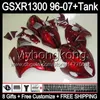 rosso lucido 8 regalo per SUZUKI Hayabusa GSXR1300 96 97 98 99 00 01 13MY182 GSXR 1300 GSX-R1300 GSX R1300 02 03 04 05 06 07 rosso lucido carenatura