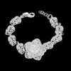 Fashion 925 Sterling Silver Rose Flower charm Bracelet women high quality 8 inch long FREE SHIPPING 10pcs