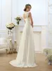 2021 Nieuwe goedkope romantische strand Aline Trouwjurken Cap Mouw Keyhole Lace Up Backless Chiffon Zomervloer Lengte Bridal Ghowns3697639