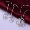 Nova marca de diamante em forma de coração esterlina banhado a prata conjuntos de jóias para as mulheres DS772, popular 925 colar de prata brinco conjunto de jóias