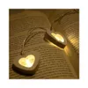 Cordes LED vacances amour coeur en bois ivoire blanc chaud lumière alimentée par batterie pour la décoration Halloween saint valentin noël
