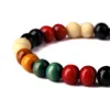 Colorido Charm Bracelet 5 Cor De Madeira Beads Corda Elástica Pulseira Das Mulheres Dos Homens de Hip Hop Jóias Para O Presente