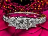 Bague de fiançailles en diamant de simulation 2 ct taille princesse D VS or blanc 14 carats Enhanced303E
