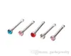 60 stks/doos Verpakt Europa 1.8mm 316L Medische Titanium Staal Diamant Nep Neus Stud Neusring Piercing Sieraden Groothandel