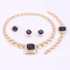 Bruiloft Party Accessoires Crystal Gem Sieraden Sets Voor Dames Afrikaanse Kralen Ketting Armband Oorbellen Ring Set Kerstcadeau