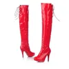 wholesaler free shipping factory price special price high heel long boot inner slide laceup jack boots overknee boots pole dancing boot